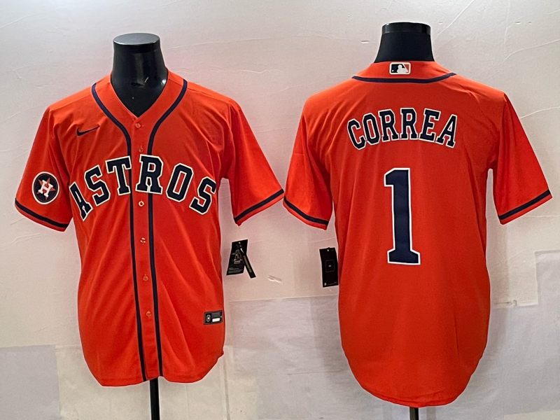 Women Houston Astros #1 Correa orange 2025 Nike MLB Jersey 0011